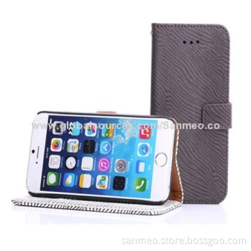 Leather mobile phone case for iPhone 6, zebra-stripe perfectly fits the shape, with walletNew